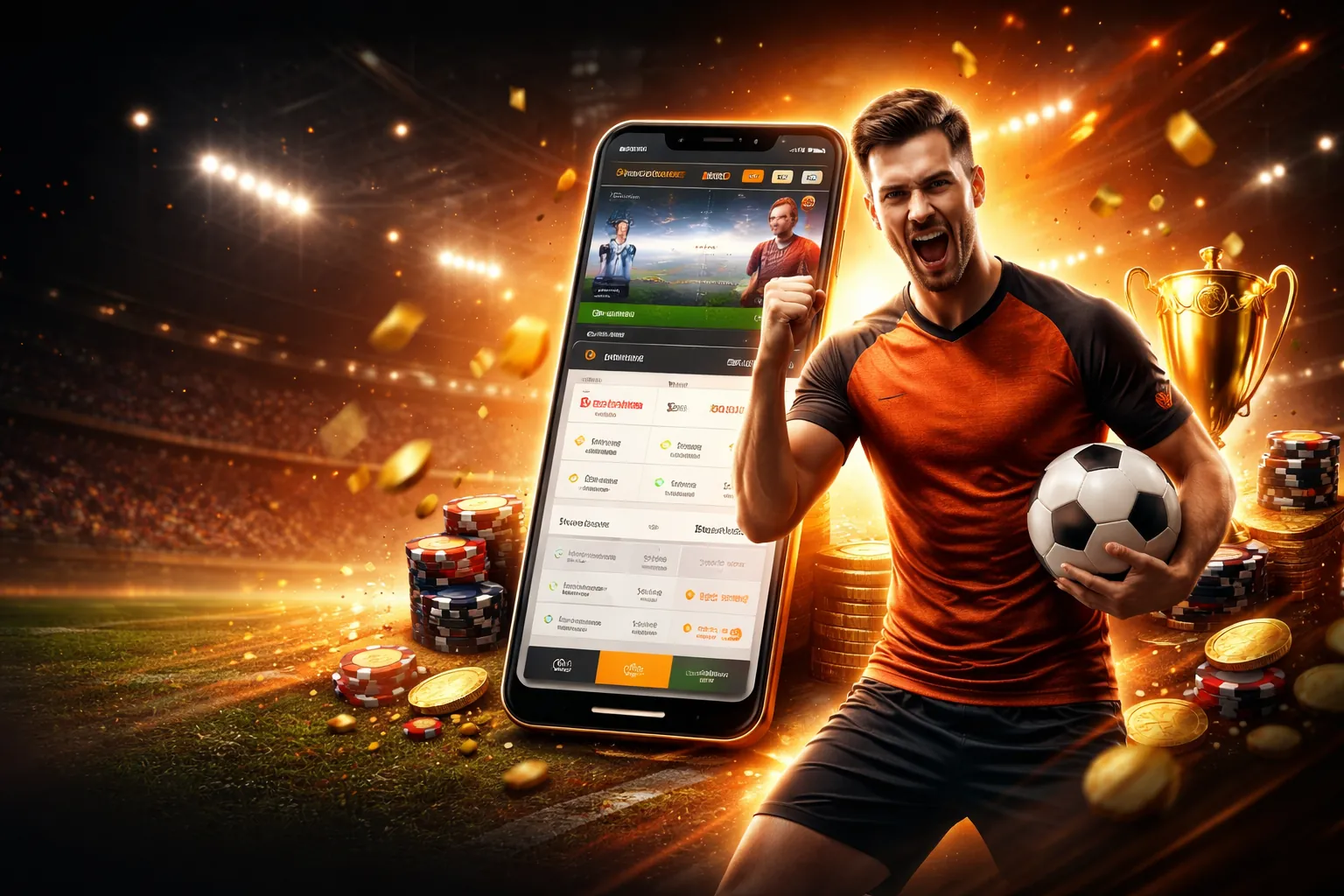 Sân vận động với ánh đèn rực rỡ, biểu tượng cho 8x Bet Bola